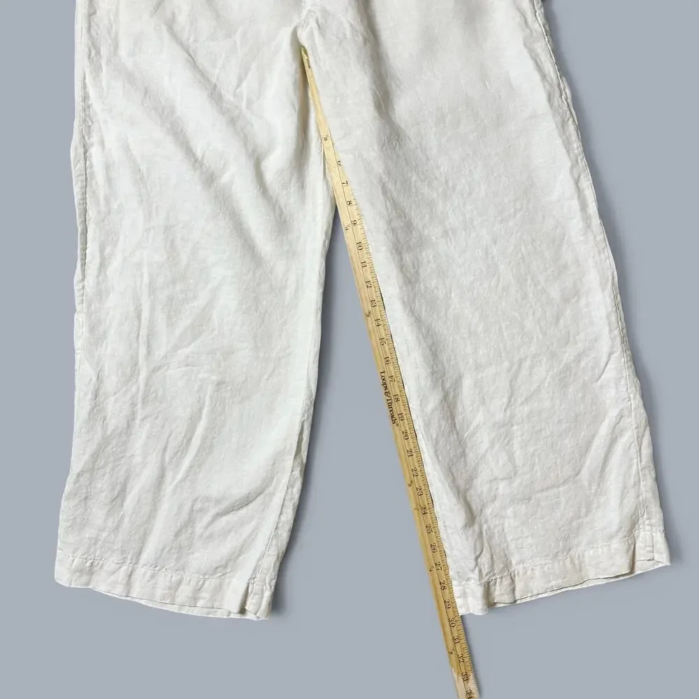 Everlane European Flax Linen Drawstring Pants Womens Size L Off White Pull On